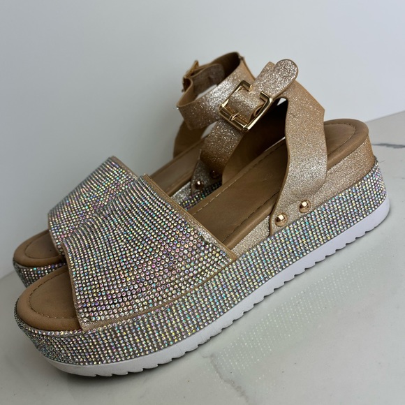 All Over Rhinestone Platform Sandals - Picture 9 of 16